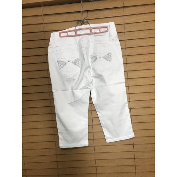 Diva Star Push Up Medium Rise Jeans White Capri Embellished - Picture 5 of 15